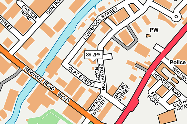 S9 2PA map - OS OpenMap – Local (Ordnance Survey)