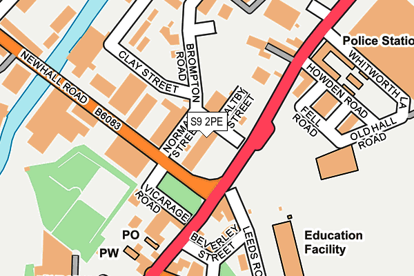 S9 2PE map - OS OpenMap – Local (Ordnance Survey)