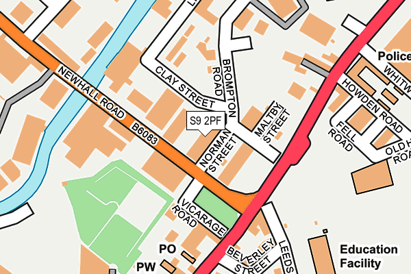 S9 2PF map - OS OpenMap – Local (Ordnance Survey)