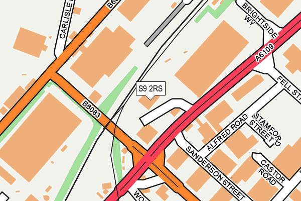 S9 2RS map - OS OpenMap – Local (Ordnance Survey)