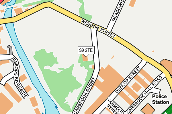 S9 2TE map - OS OpenMap – Local (Ordnance Survey)