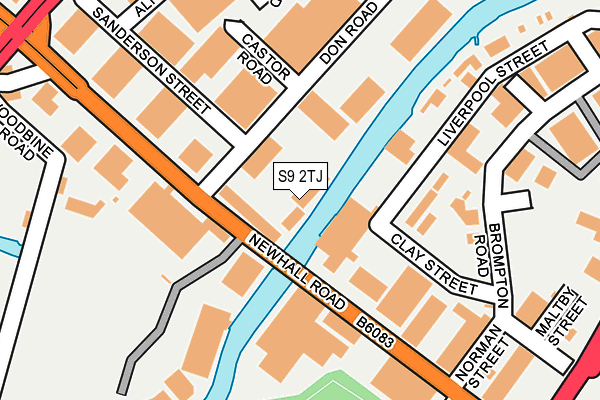 S9 2TJ map - OS OpenMap – Local (Ordnance Survey)