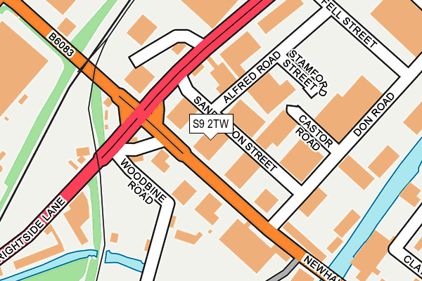 S9 2TW map - OS OpenMap – Local (Ordnance Survey)