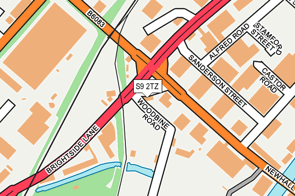 S9 2TZ map - OS OpenMap – Local (Ordnance Survey)