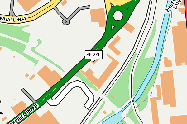 S9 2YL map - OS OpenMap – Local (Ordnance Survey)