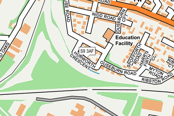 S9 3AF map - OS OpenMap – Local (Ordnance Survey)