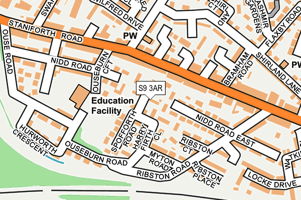 S9 3AR map - OS OpenMap – Local (Ordnance Survey)