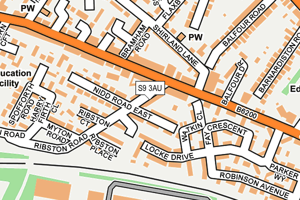 S9 3AU map - OS OpenMap – Local (Ordnance Survey)