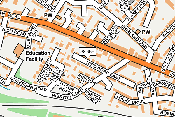 S9 3BE map - OS OpenMap – Local (Ordnance Survey)