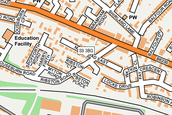 S9 3BG map - OS OpenMap – Local (Ordnance Survey)
