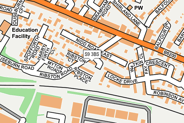 S9 3BS map - OS OpenMap – Local (Ordnance Survey)