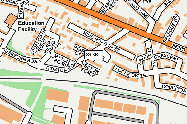 S9 3BT map - OS OpenMap – Local (Ordnance Survey)