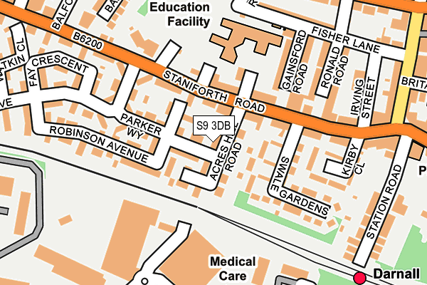 S9 3DB map - OS OpenMap – Local (Ordnance Survey)