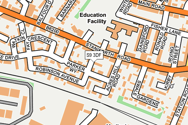 S9 3DF map - OS OpenMap – Local (Ordnance Survey)