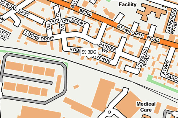S9 3DG map - OS OpenMap – Local (Ordnance Survey)
