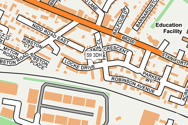 S9 3DH map - OS OpenMap – Local (Ordnance Survey)