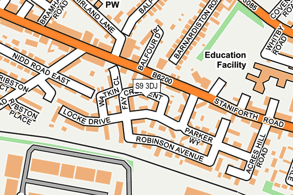 S9 3DJ map - OS OpenMap – Local (Ordnance Survey)