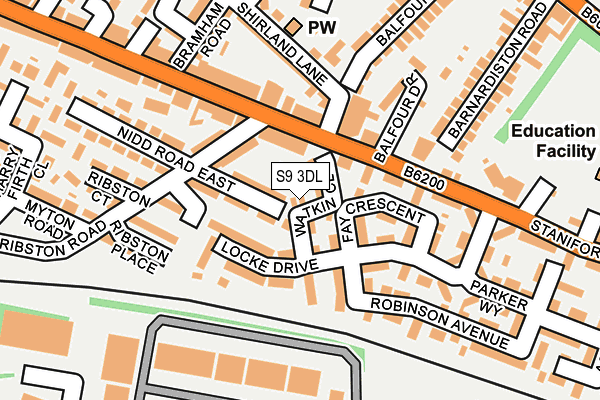 S9 3DL map - OS OpenMap – Local (Ordnance Survey)