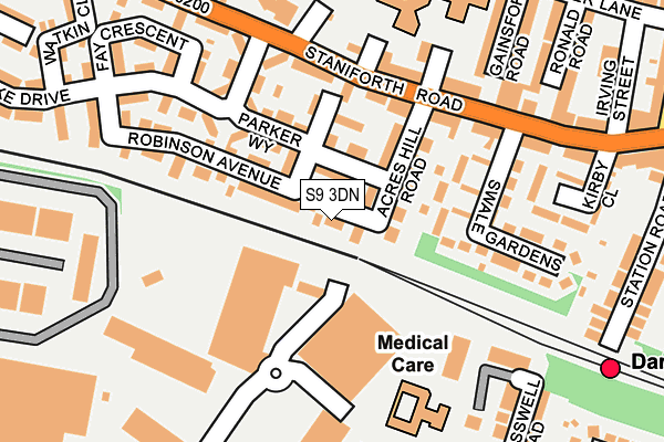 S9 3DN map - OS OpenMap – Local (Ordnance Survey)