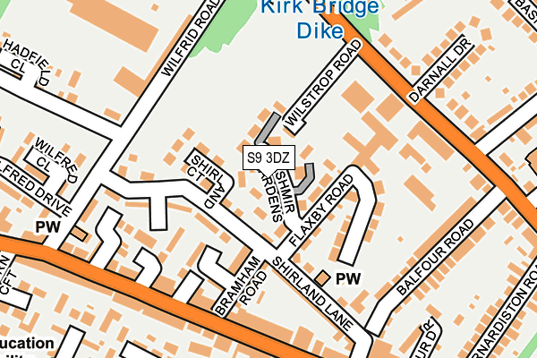 S9 3DZ map - OS OpenMap – Local (Ordnance Survey)