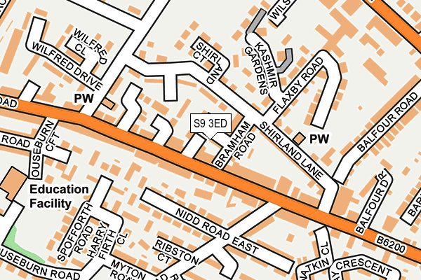 S9 3ED map - OS OpenMap – Local (Ordnance Survey)