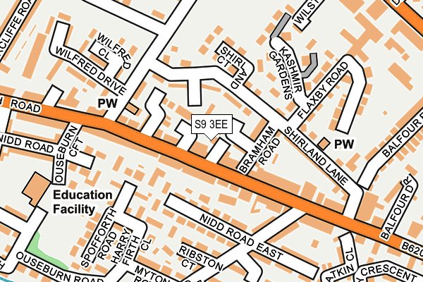S9 3EE map - OS OpenMap – Local (Ordnance Survey)