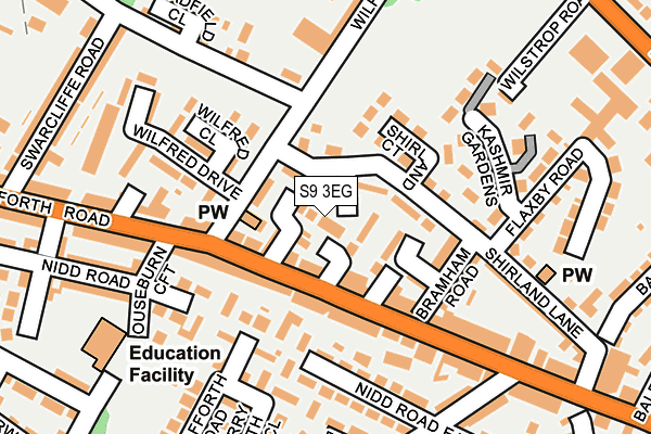 S9 3EG map - OS OpenMap – Local (Ordnance Survey)