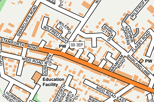 S9 3EP map - OS OpenMap – Local (Ordnance Survey)