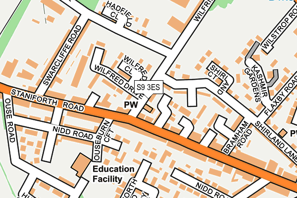 S9 3ES map - OS OpenMap – Local (Ordnance Survey)