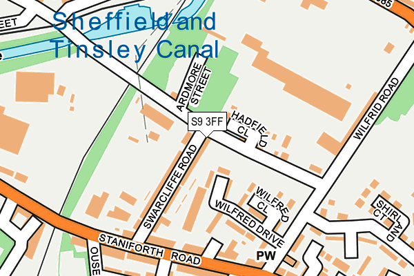 S9 3FF map - OS OpenMap – Local (Ordnance Survey)