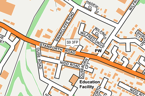 S9 3FP map - OS OpenMap – Local (Ordnance Survey)