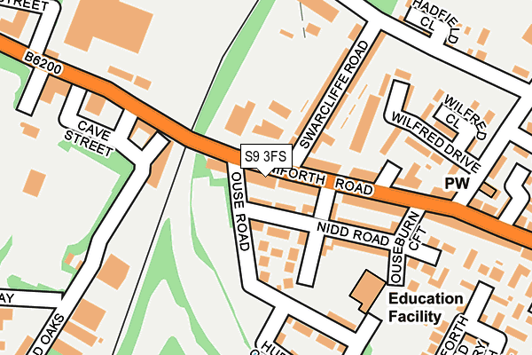 S9 3FS map - OS OpenMap – Local (Ordnance Survey)