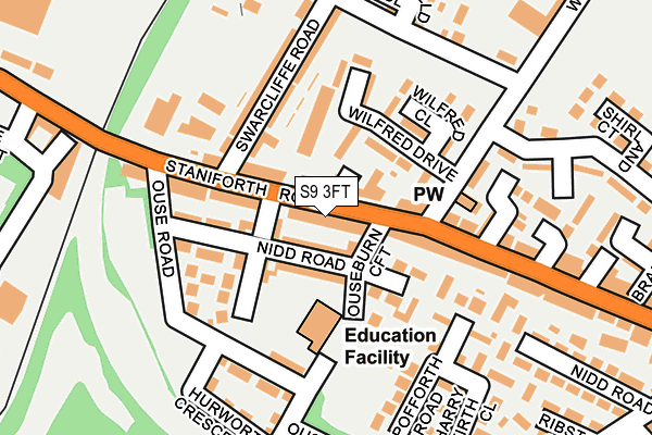 S9 3FT map - OS OpenMap – Local (Ordnance Survey)
