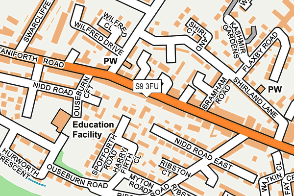 S9 3FU map - OS OpenMap – Local (Ordnance Survey)