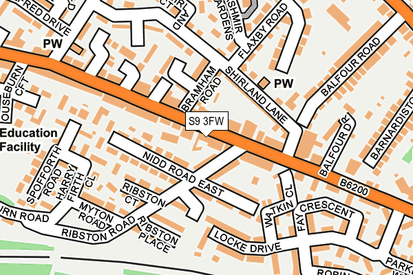 S9 3FW map - OS OpenMap – Local (Ordnance Survey)