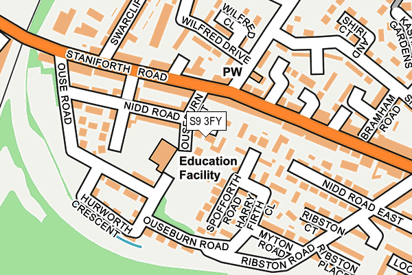 S9 3FY map - OS OpenMap – Local (Ordnance Survey)