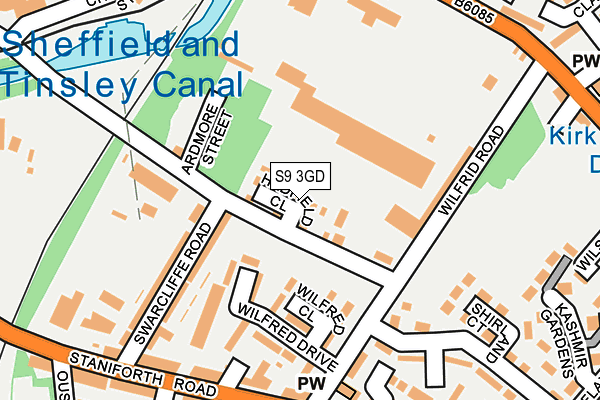 S9 3GD map - OS OpenMap – Local (Ordnance Survey)