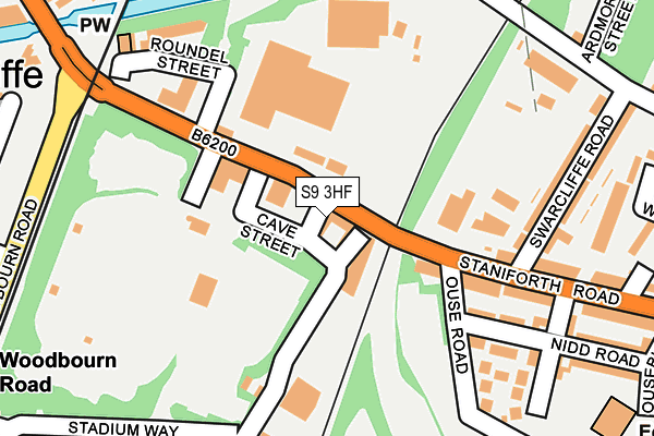 S9 3HF map - OS OpenMap – Local (Ordnance Survey)