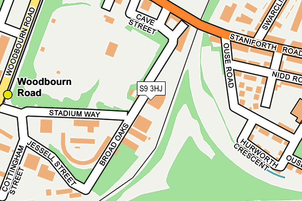 S9 3HJ map - OS OpenMap – Local (Ordnance Survey)