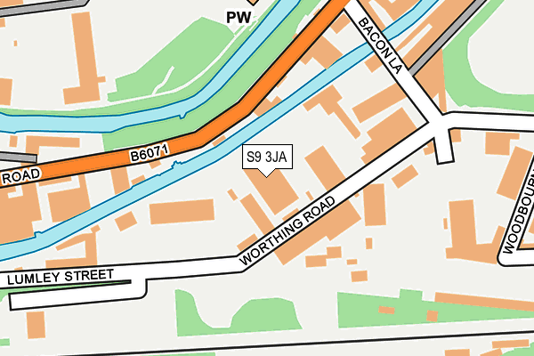 S9 3JA map - OS OpenMap – Local (Ordnance Survey)
