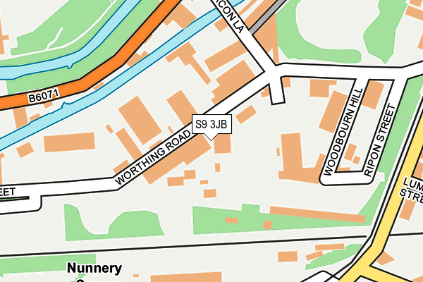 S9 3JB map - OS OpenMap – Local (Ordnance Survey)