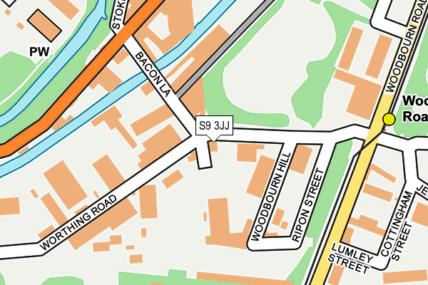 S9 3JJ map - OS OpenMap – Local (Ordnance Survey)