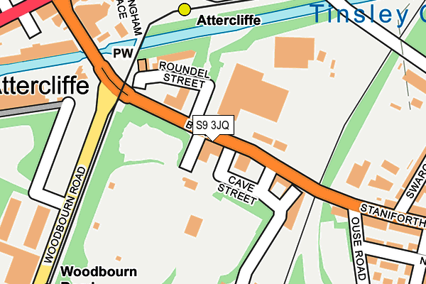 S9 3JQ map - OS OpenMap – Local (Ordnance Survey)