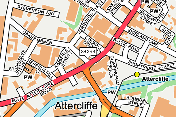 S9 3RB map - OS OpenMap – Local (Ordnance Survey)