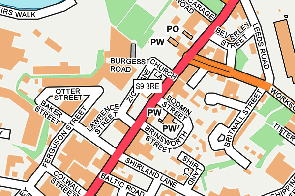 S9 3RE map - OS OpenMap – Local (Ordnance Survey)