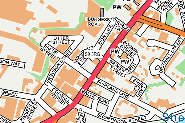 S9 3RG map - OS OpenMap – Local (Ordnance Survey)