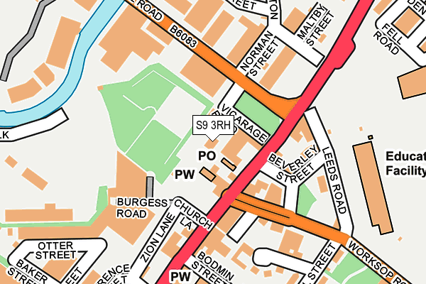 S9 3RH map - OS OpenMap – Local (Ordnance Survey)