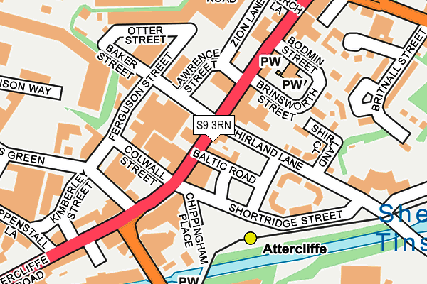 S9 3RN map - OS OpenMap – Local (Ordnance Survey)