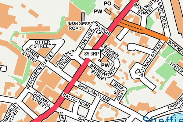 S9 3RP map - OS OpenMap – Local (Ordnance Survey)