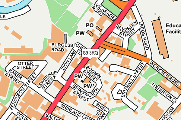 S9 3RQ map - OS OpenMap – Local (Ordnance Survey)